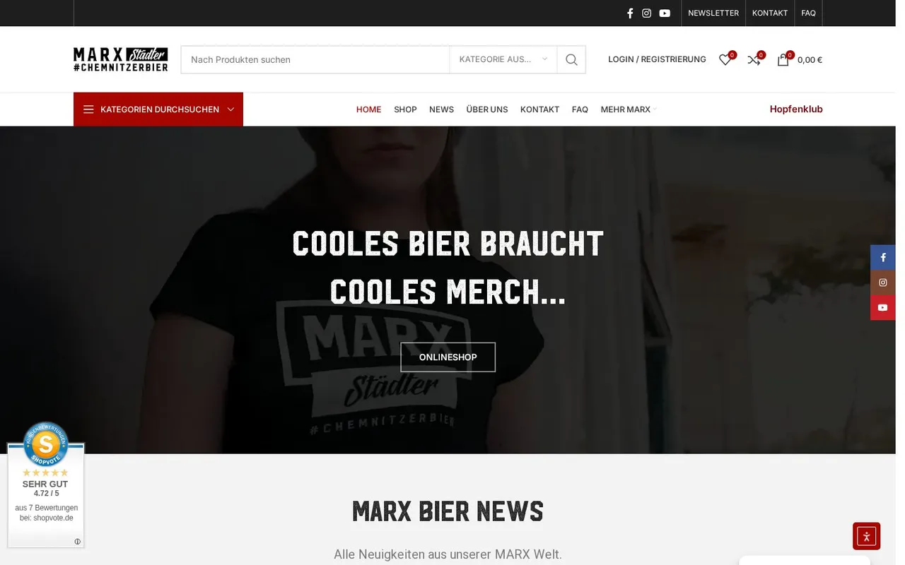 Website MARX Städter Bier