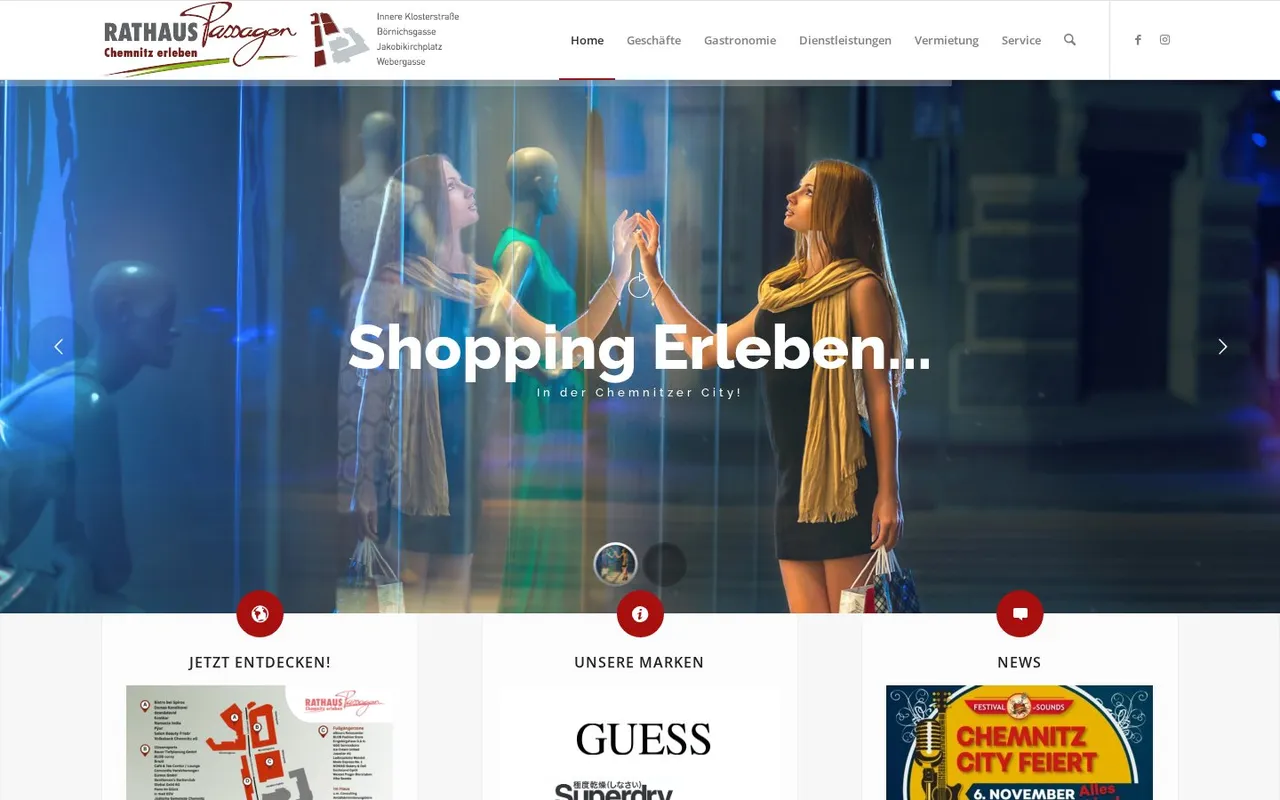 Website Rathaus Passagen Chemnitz